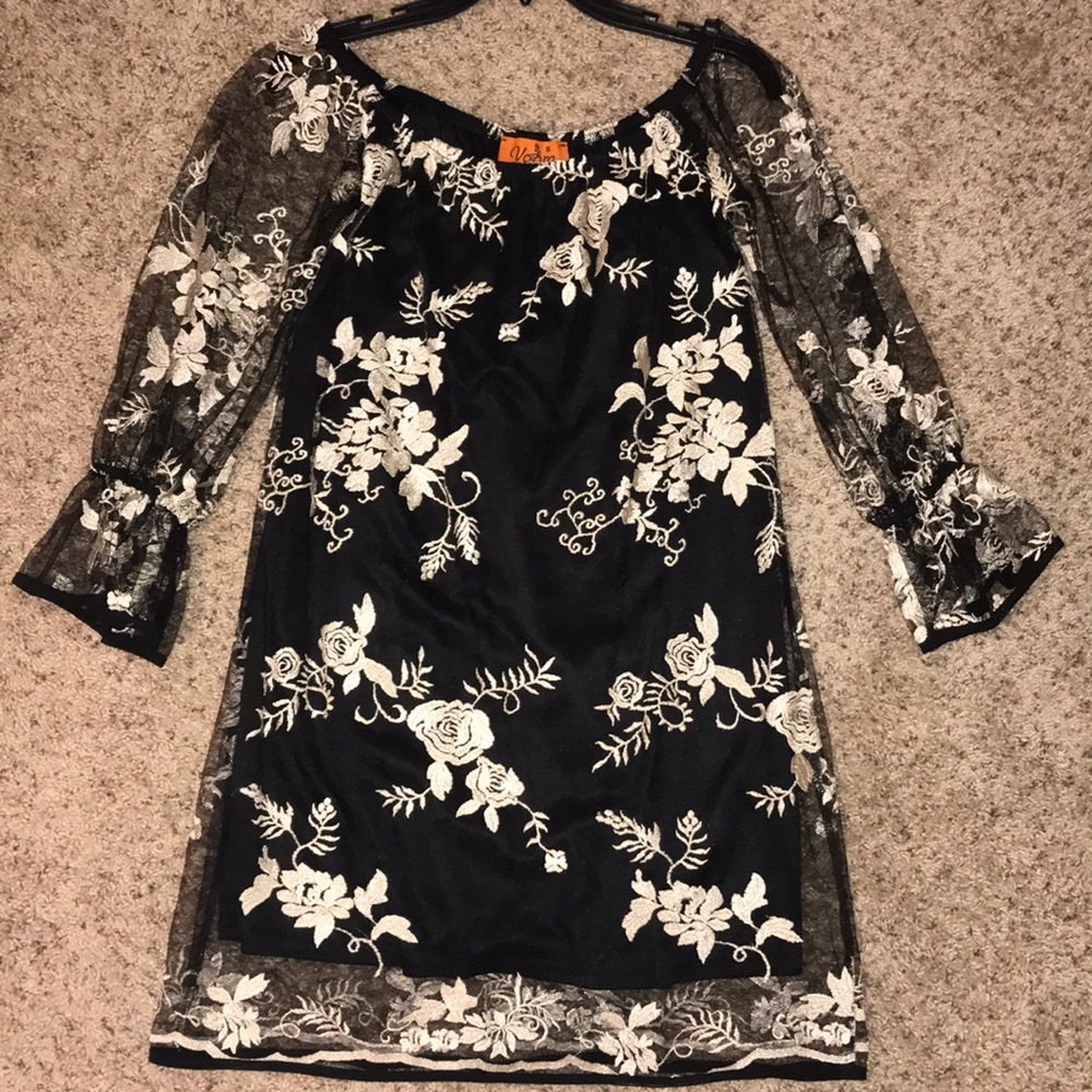 Black and White laceover Dress